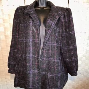 Karizma Plaid Wool Blend Coat- Size L